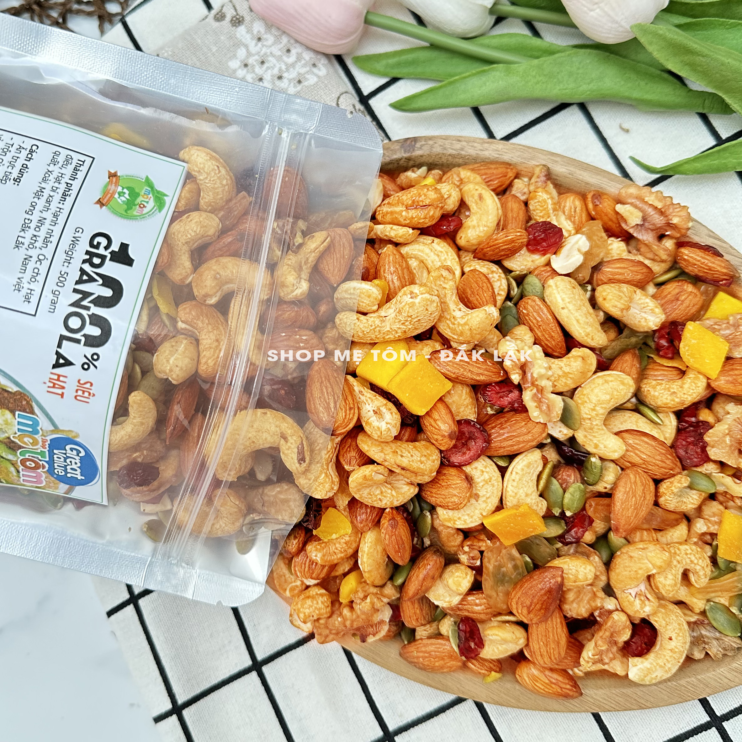 GRANOLA 100% HẠT VÀ TRÁI CÂY SẤY - NGŨ CỐC SIÊU HẠT NƯỚNG MẬT ONG - HẠT MIX ĂN KIÊNG, NGŨ CỐC SIÊU HẠT