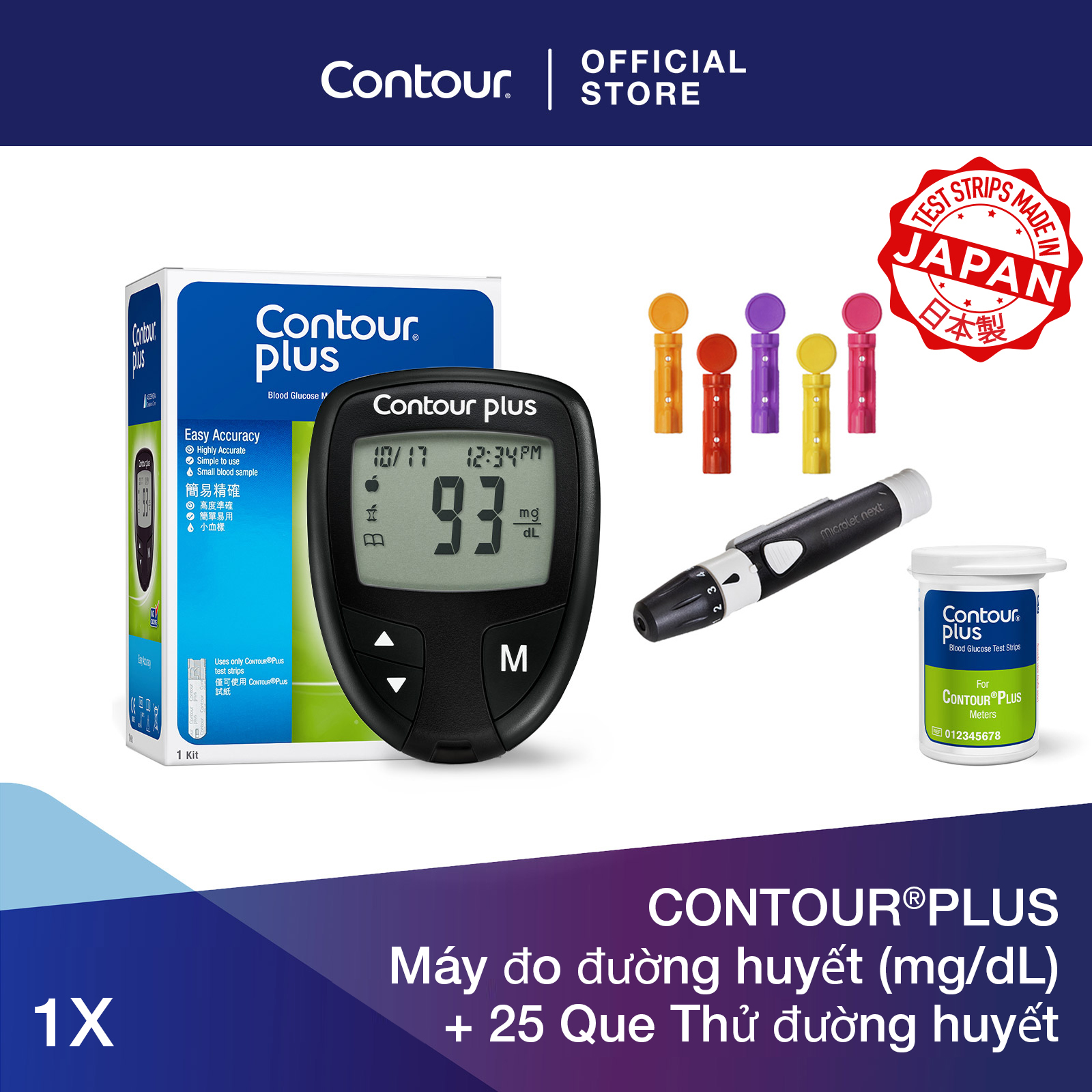 Contour®plus máy đo đường huyết + 25 que thử đường huyết
