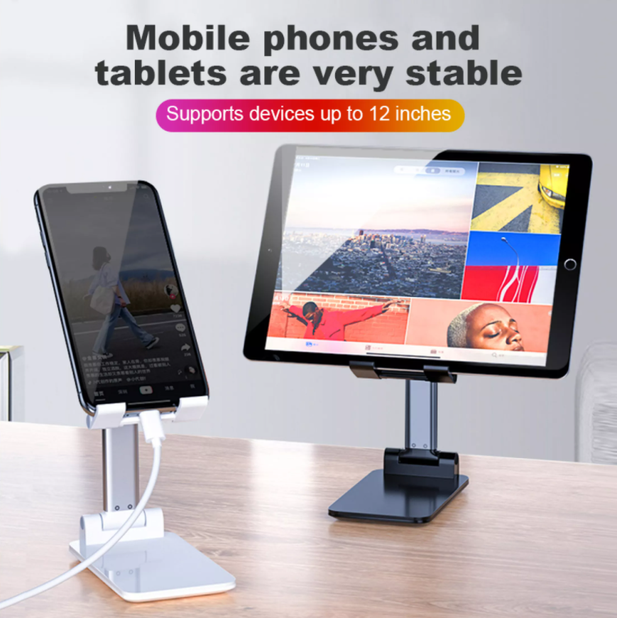 BASIKE Retractable Aluminum Alloy Desktop Holder Universal Table Cell Phone Stand Desktop Rack Multifunction Mobile Phone Holder Stand Support Ipad Pro 12 Inch Thick Stand Suitable for Samsung OPPO VIVO Huawei Color:Silver