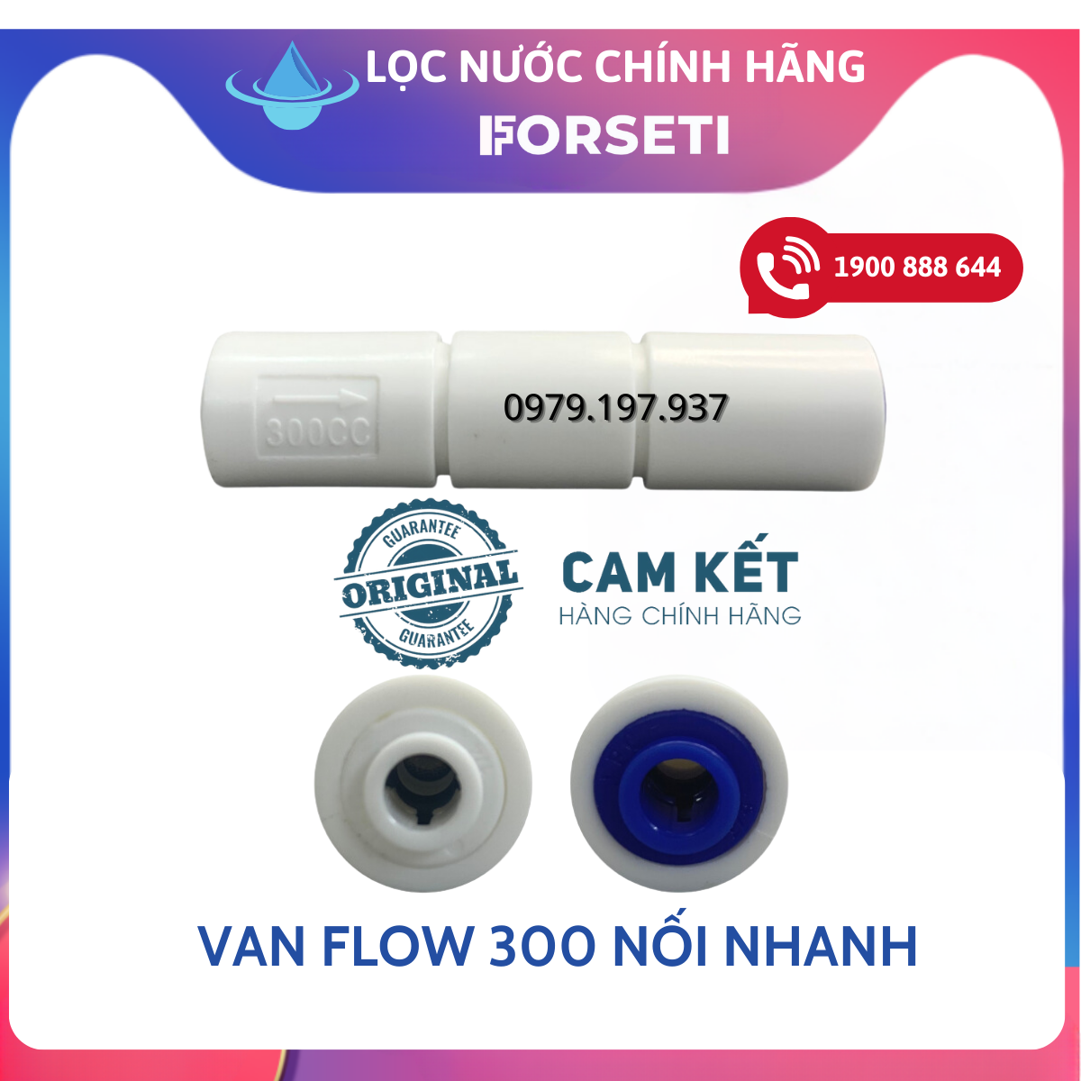 Van Flow 300 cắm nhanh - Van thải máy lọc nước Kangaroo, Karofi, Korihome...