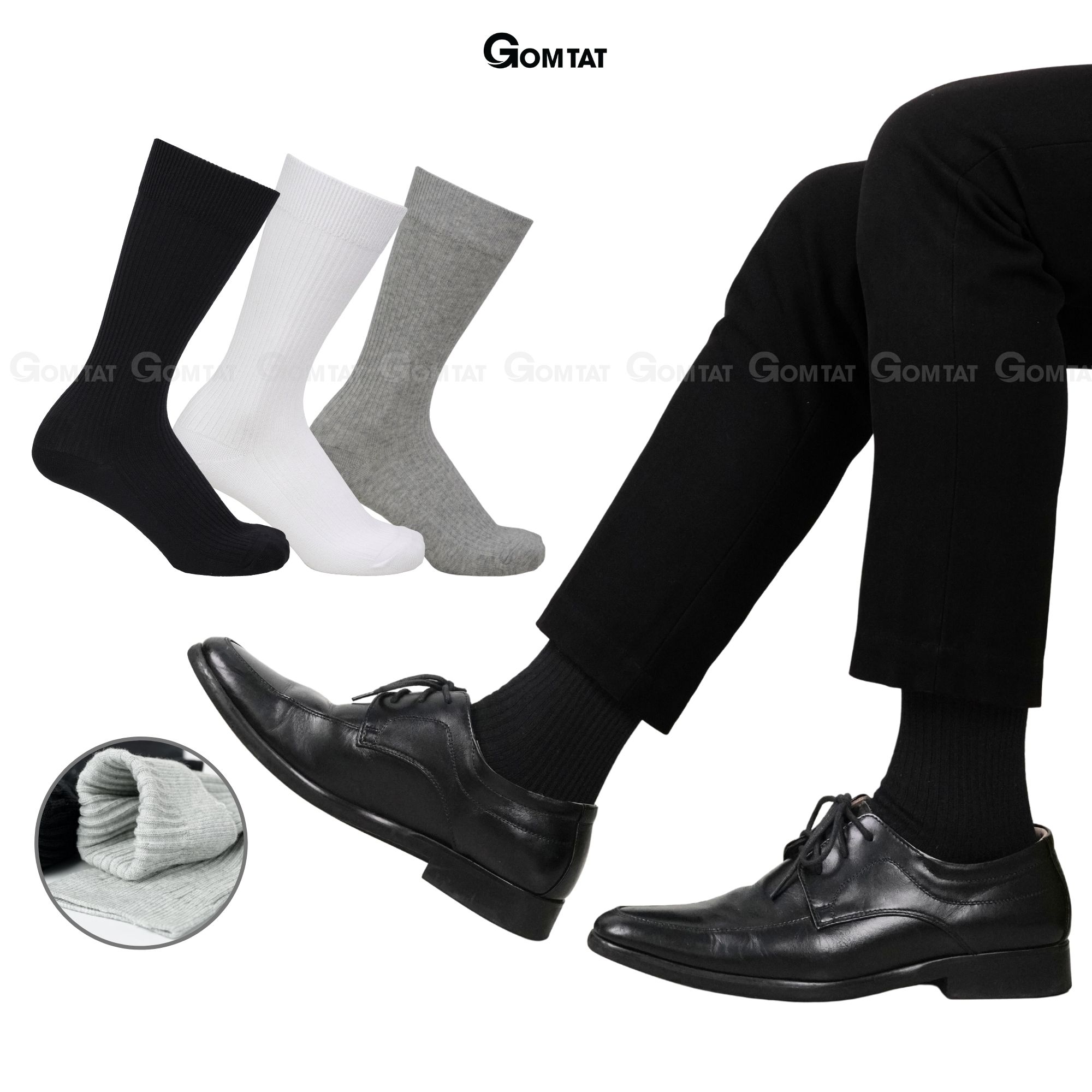   Xả Hàng  Tất vớ cổ cao nam GOMTAT dài 25cm chất liệu cotton cao cấp êm chân mềm mại thoáng mát - FIVE-TAY10 