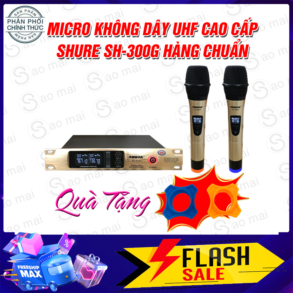 [ TẶNG 2 CHỐNG LĂN MICRO ] Bộ 2 micro Karaoke không dây gia đình SHU RE SH-300G UHF