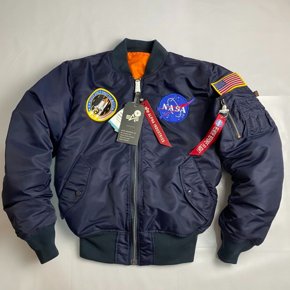 * Áo khoác pilot - Ma1 thêu logo cơ quan hàng không vũ trụ Nasa- hàng chính hãng Alpha industries