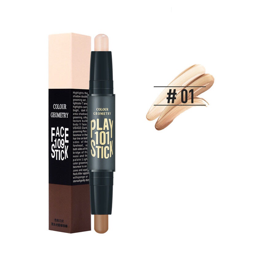 Bút tạo khối 2 đầu Lameila nội địa trung, lâu trôi mặt thon gọn contour and highlight hàng chính hãng