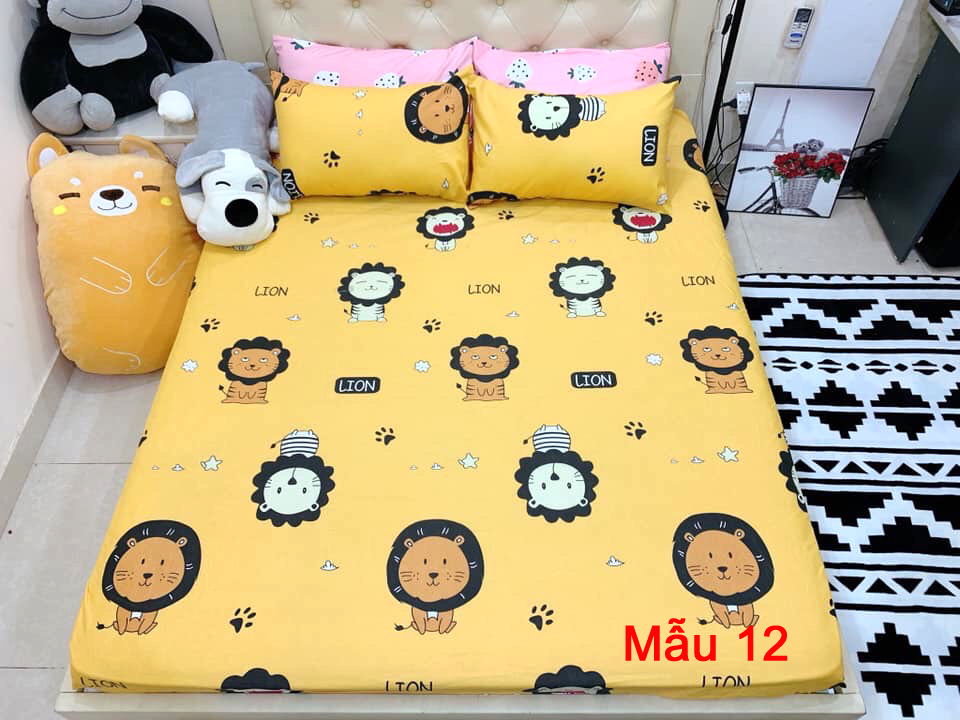 BỘ GA GỐI  SÉT 3 MÓN VỎ BỌC HÌNH SƯ TỬ VÀNG