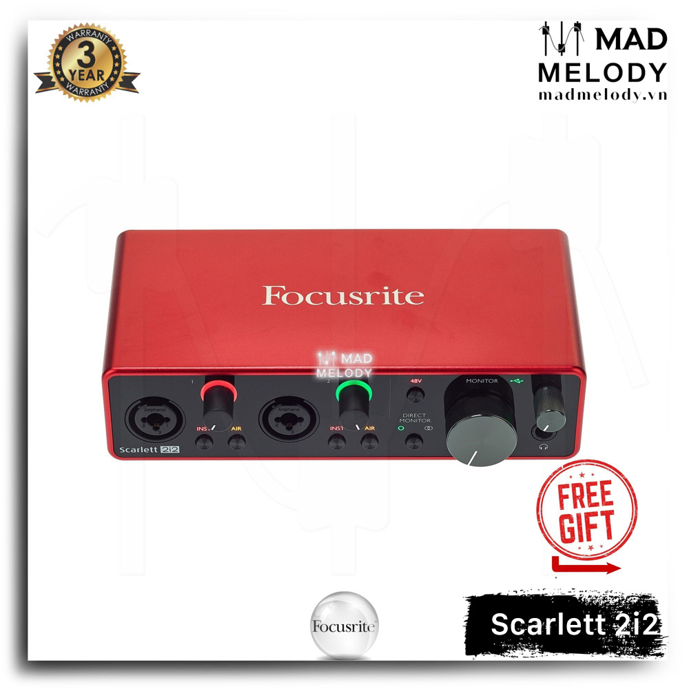 Focusrite Scarlett 2i2 USB Audio Interface (3rd Gen) [soundcard thu âm/kiểm âm 2i2 Gen 3, thế hệ 3, NEW]