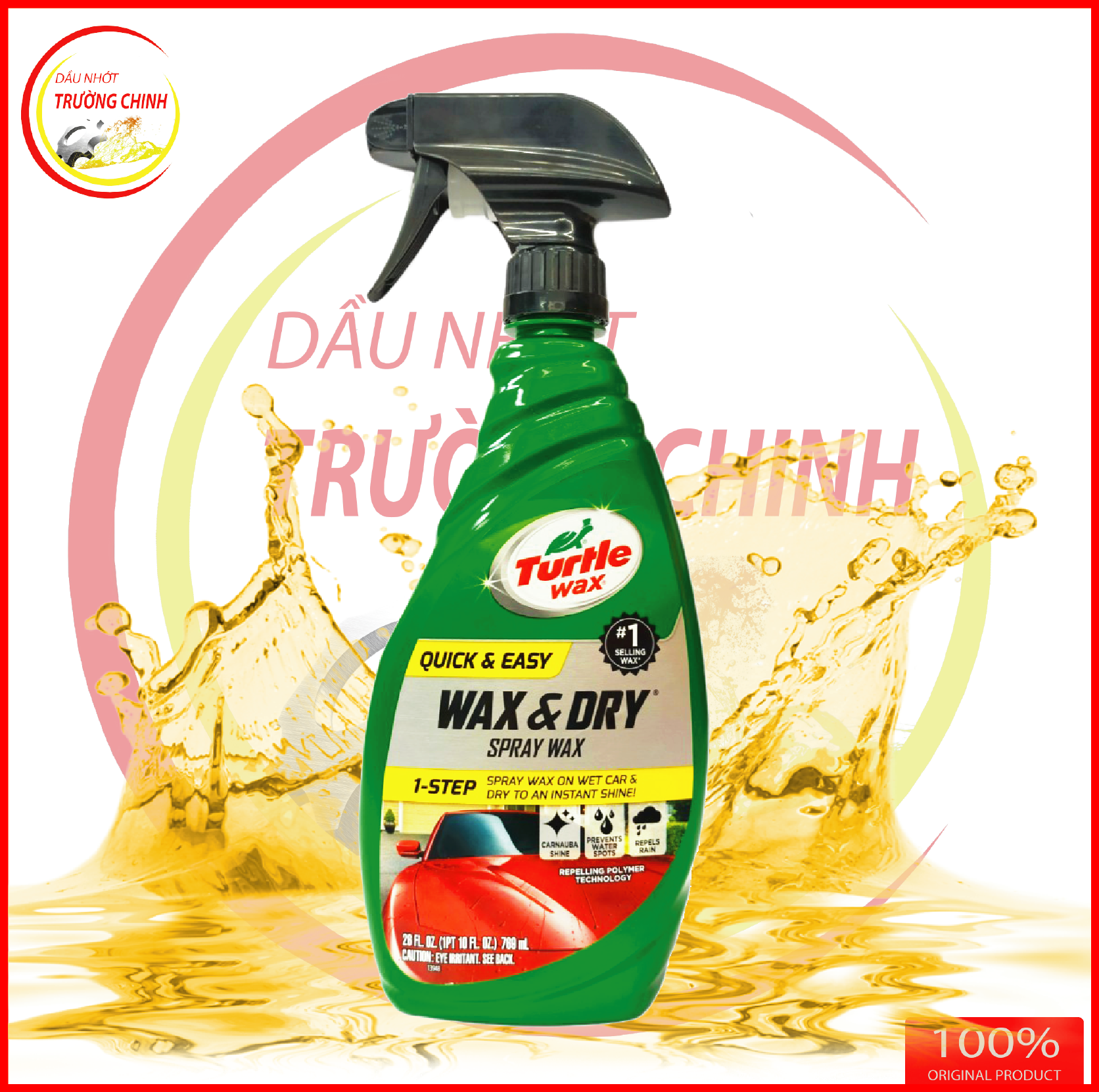Chai dưỡng bóng sơn xe cao cấp Turtle Wax & Dry 769ml nhập khẩu USA