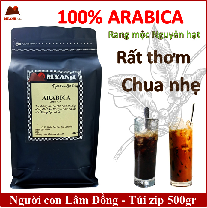 500gr cà phê hạt - cà phê Arabica rang mộc - Cà phê sạch Lâm Đồng- Cà phê Myanh - Vietnam coffee beans