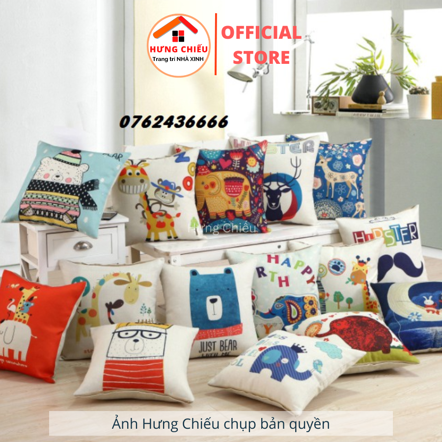 Gối tựa lưng sofa, gối tựa vuông 45x45 (cả vỏ cả ruột chọn mẫu) - Hưng chiếu