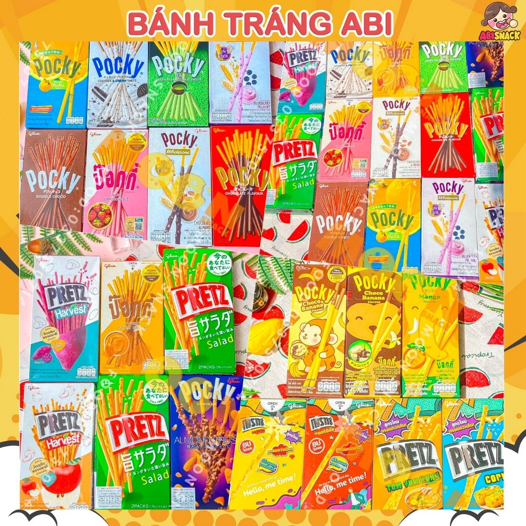 [Nhiều vị nhập xách tay] Bánh Que Gậy Phủ Socola Đủ Vị Pocky vị quýt/chuối/dưa hấu/xoài/oreo/matcha/dâu Thái Lan