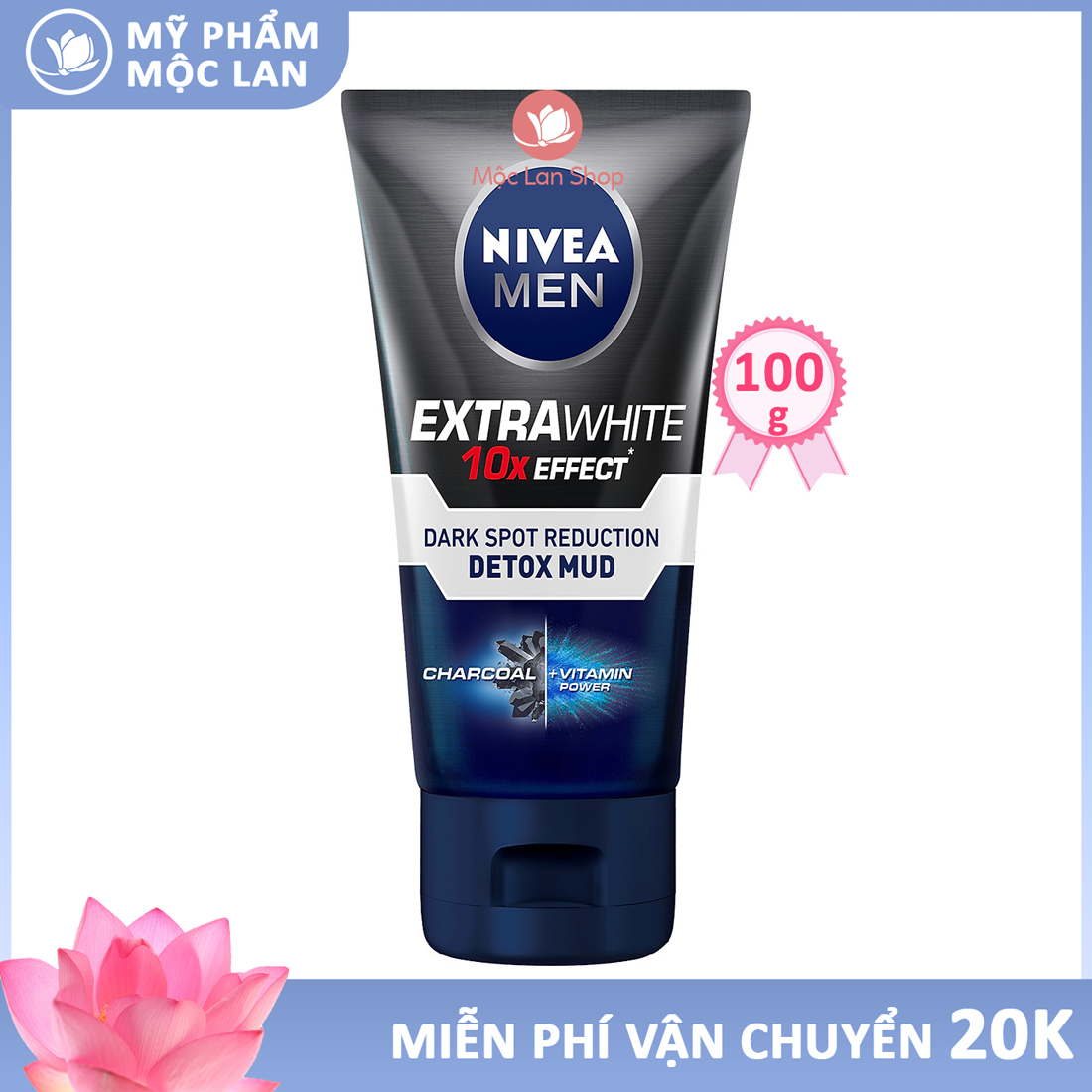 Sữa rửa mặt cho nam Nivea Men Detox Mud bùn khoáng giúp sáng da, mờ thâm mụn 81775 – Mỹ phẩm Mộc Lan