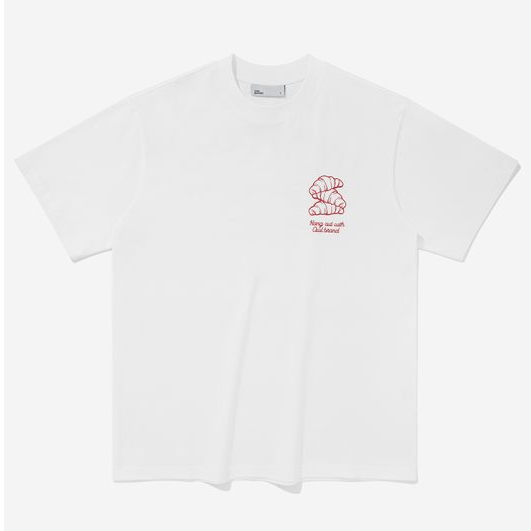 Áo thun in hình Owlbrand Croissant /Trắng