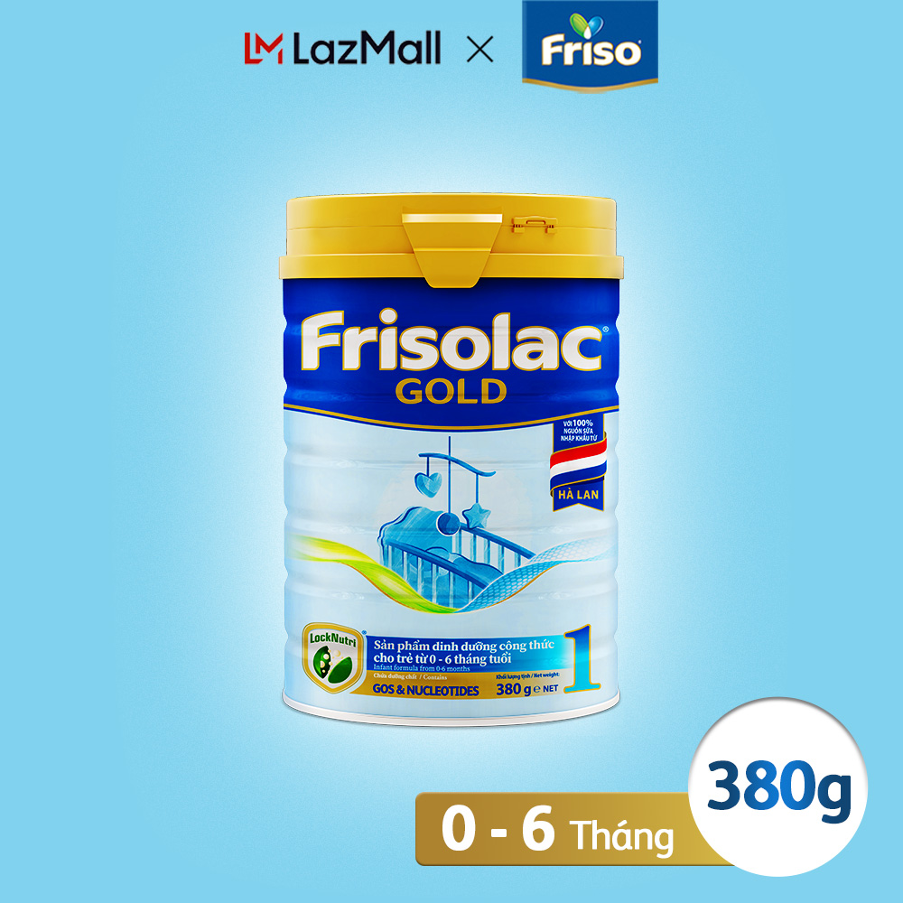 Sữa bột Frisolac Gold 1 lon thiếc 380G cho trẻ 0-6 tháng tuổi