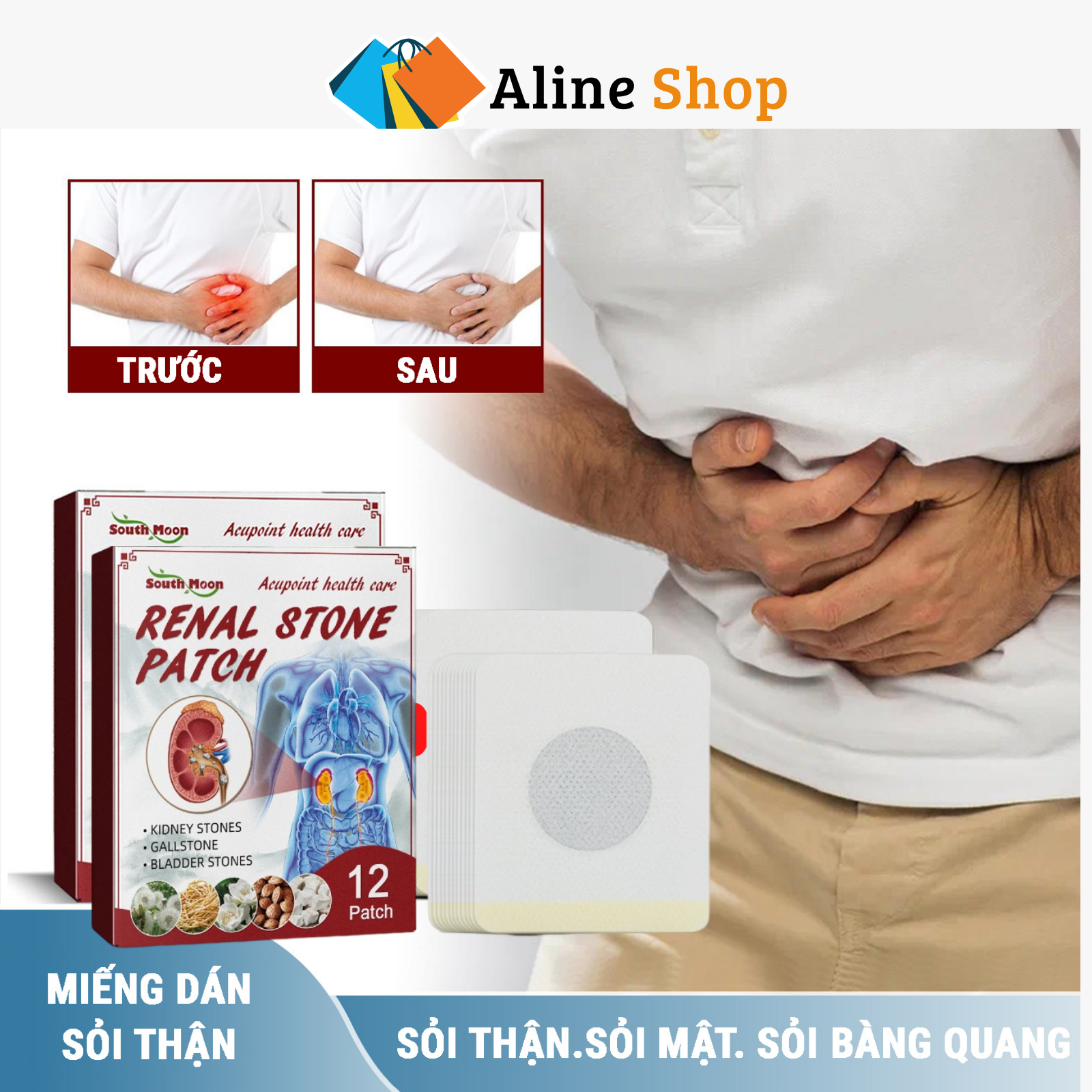 Miếng dán giảm đau, miếng dán giảm đau thận, miếng dán giảm đau thận combo 12 miếng