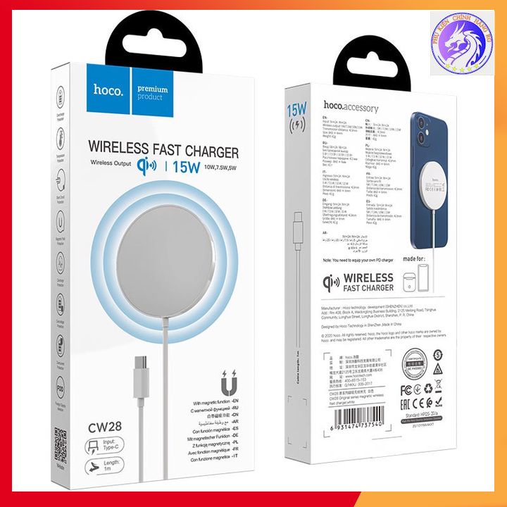 Sạc Không Dây Từ Tính Magsafe Hoco CW28 15W Chính Hãng Hoco Sạc Nhanh Cho iPhone X/XS/../12 PRO MAX