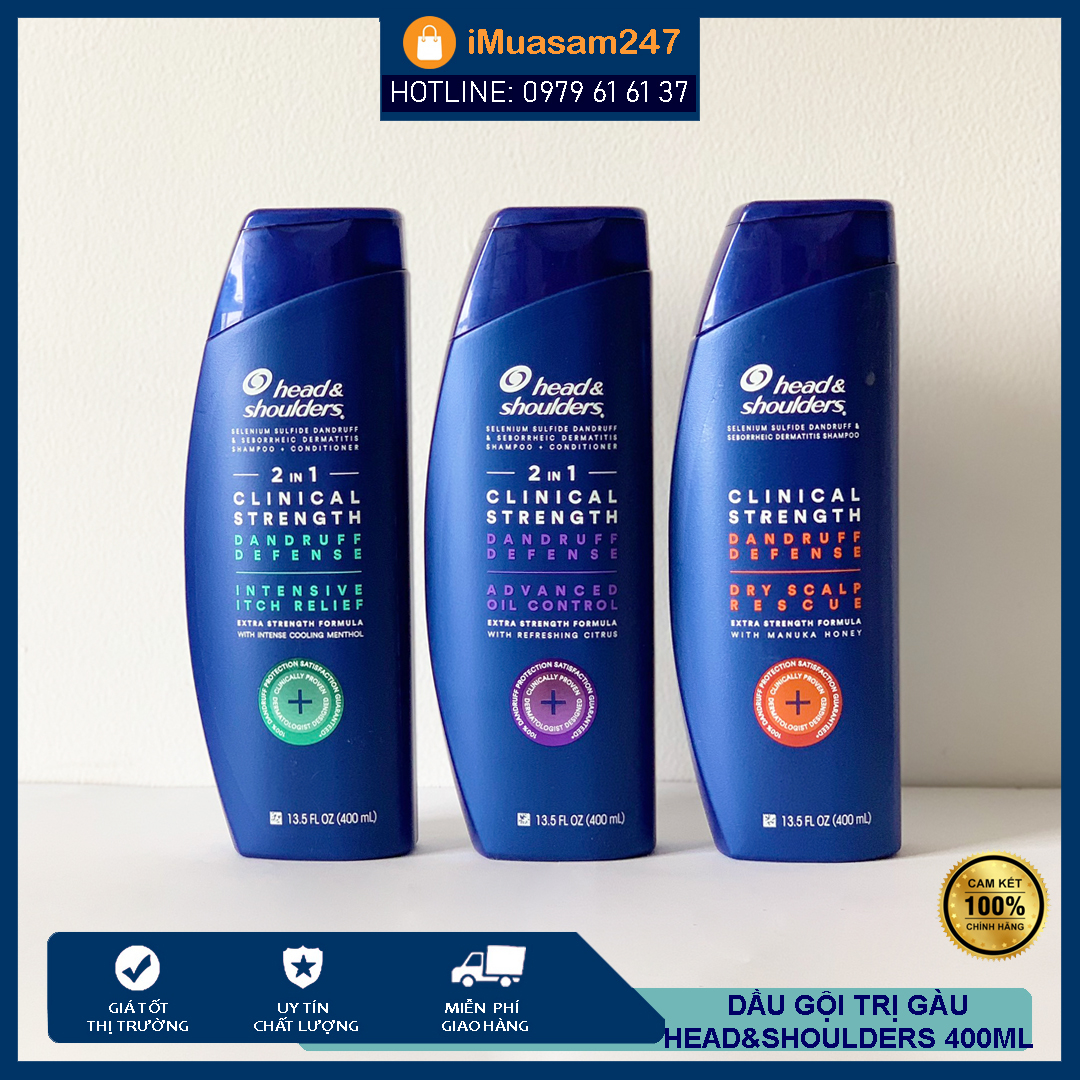 Dầu gội Head & Shoulders Clinical Strength 2in1 gội xả 400ml Hàng Mỹ sạch gàu hết ngứa da đầu
