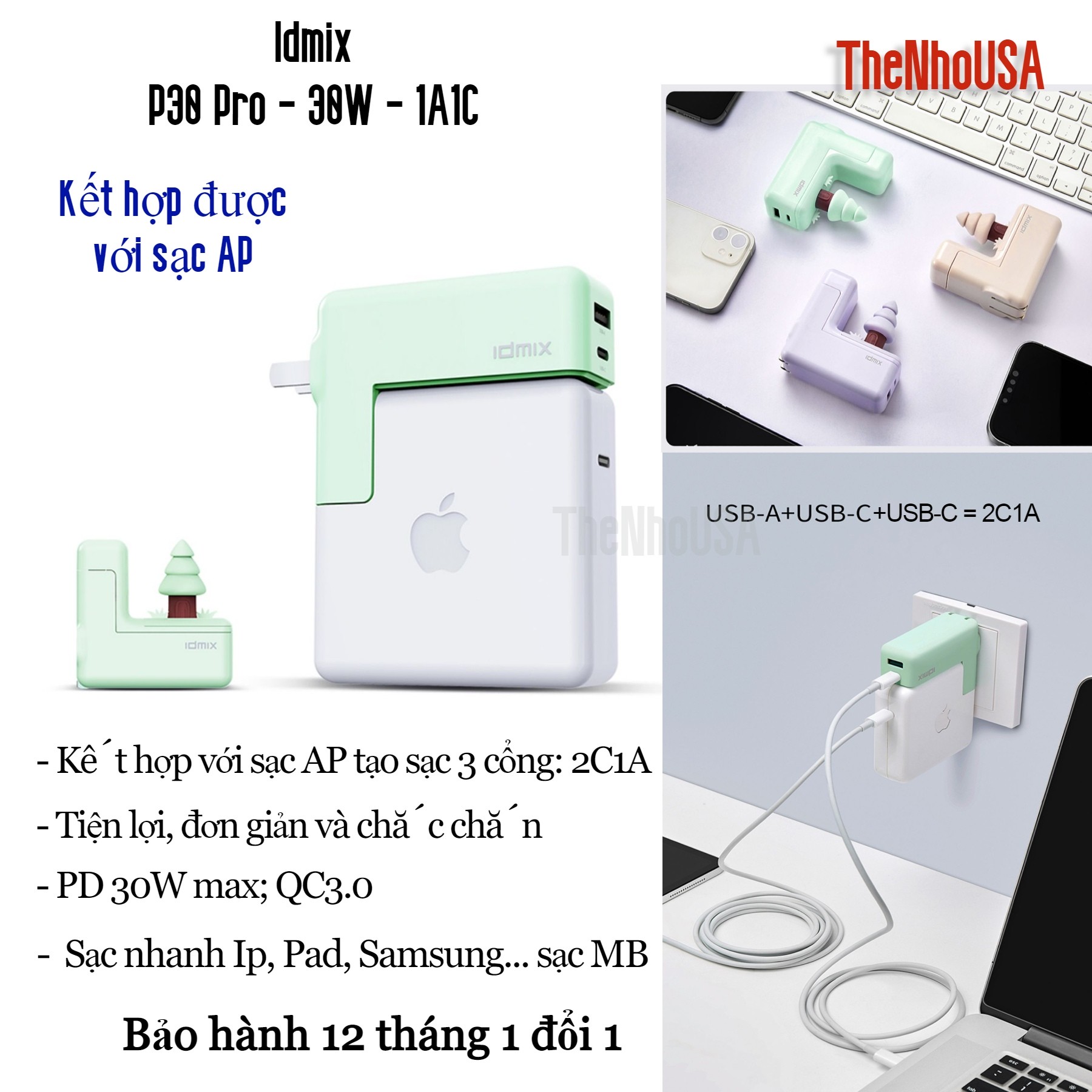 Củ sạc nhanh idmix p30 pro - pd/qc... -