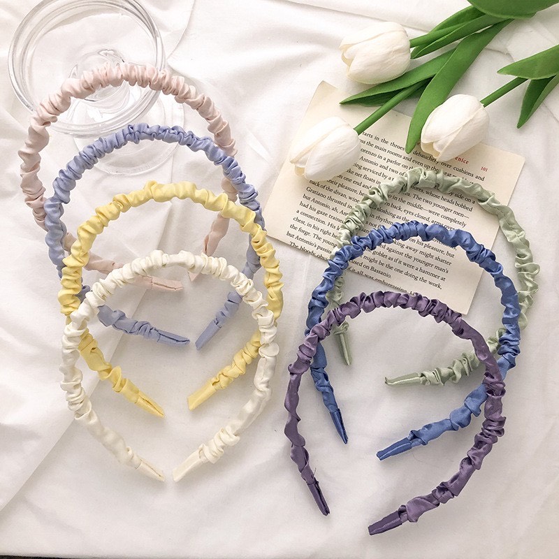Băng đô cài tóc nữ lụa satin phong cách Hàn Quốc