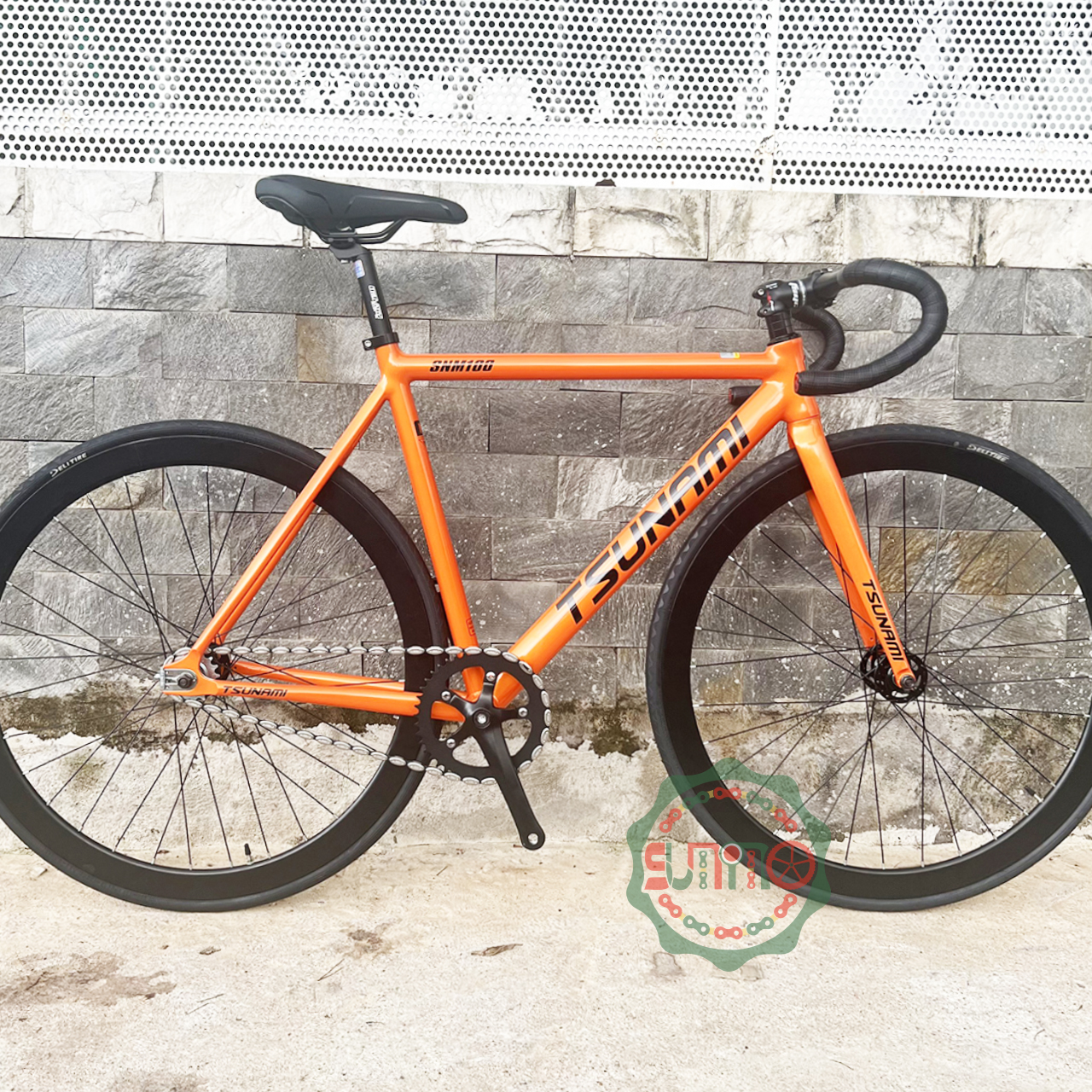 Xe đạp fixed gear TSUNAMI SNM100 cơ bản bánh 4cm - Màu cam
