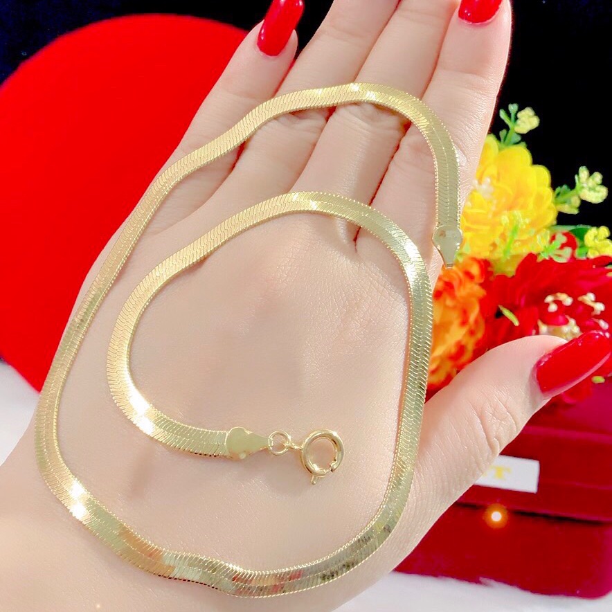 Dây chuyền kiểu mì nam lẫn nữ mạ vàng 18k