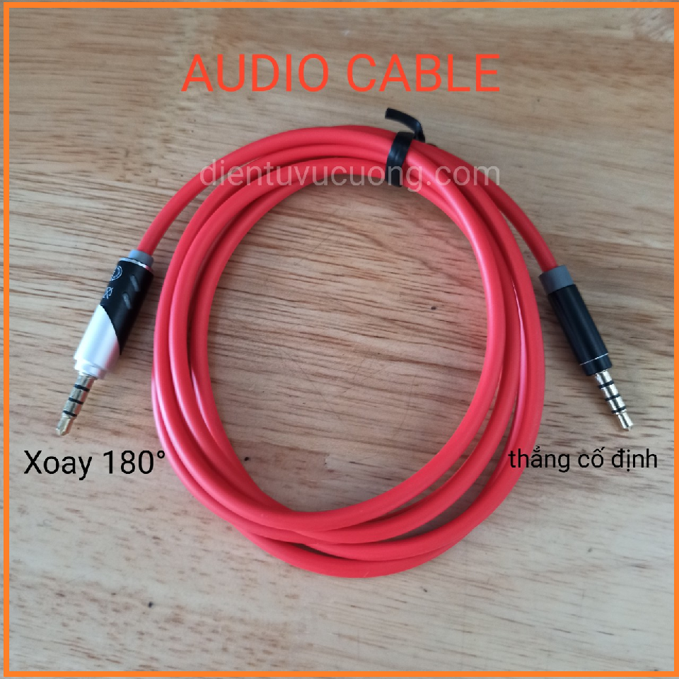 Dây 3.5mm 2 đầu đực 1 đầu xoay 180 độ