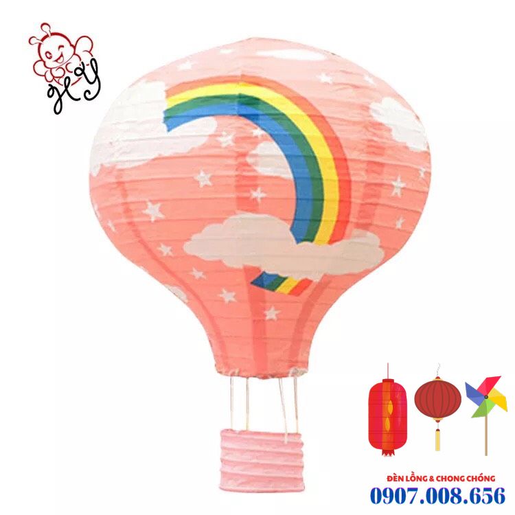 Khinh khí cầu giấy -đèn lồng khinh khí cầu trang trí trung thu, lồng đèn trang trí trường mầm non -Có link đèn led bán kèm
