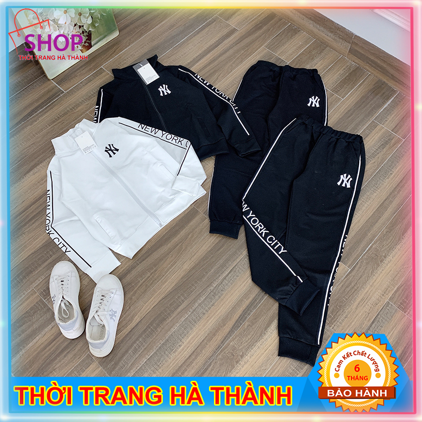 Bộ NY Phối Sọc Thể Thao Nữ Chất Da Cá Tàu Chéo Sịn - Bộ Quần Áo Nỉ Nữ Thể Thao THỜI TRANG HÀ THÀNH BN01