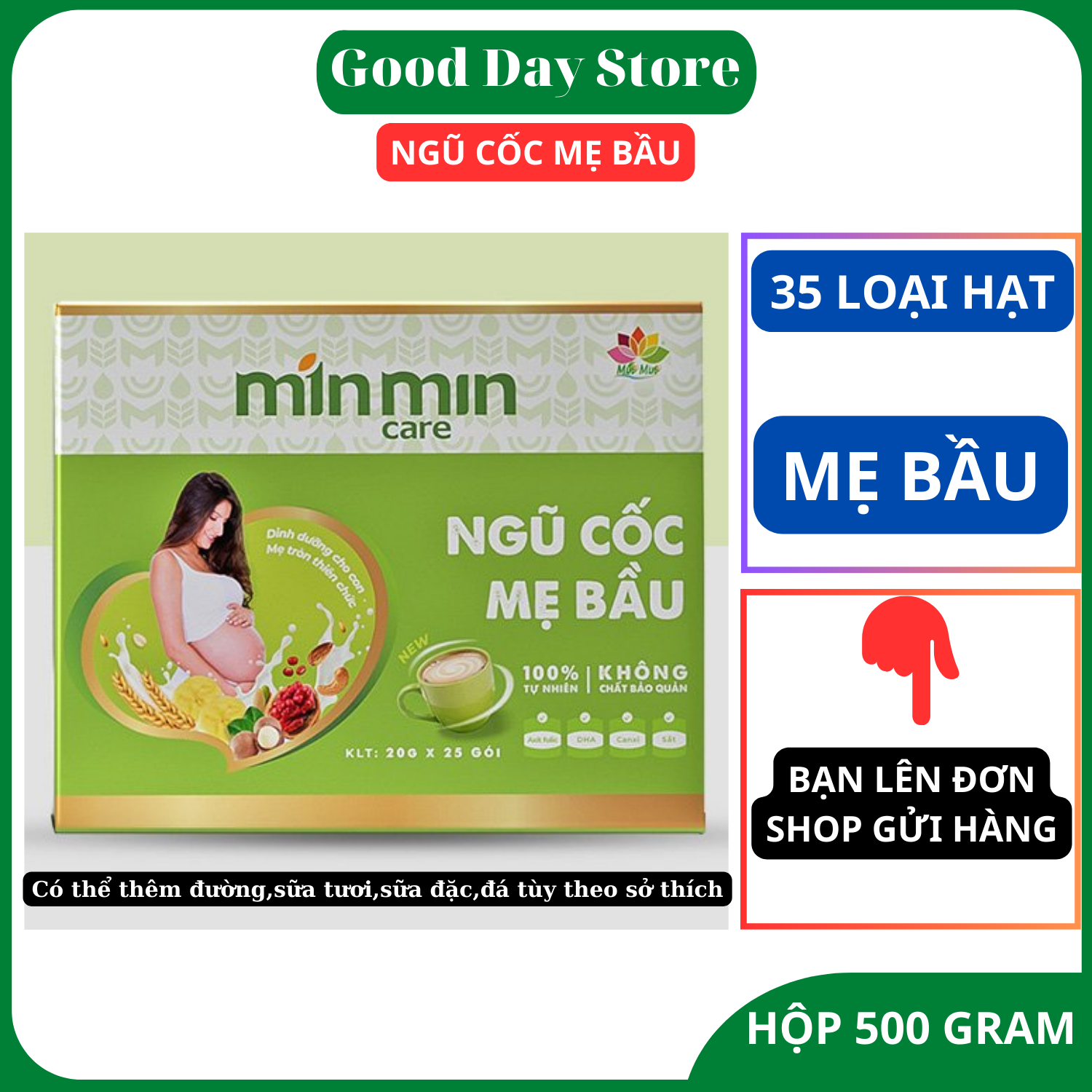 Ngũ cốc mẹ bầu Min Min Care 35 loại hạt dinh dưỡng cho con bổ sung DHA,sắt,canxi,Axit folic