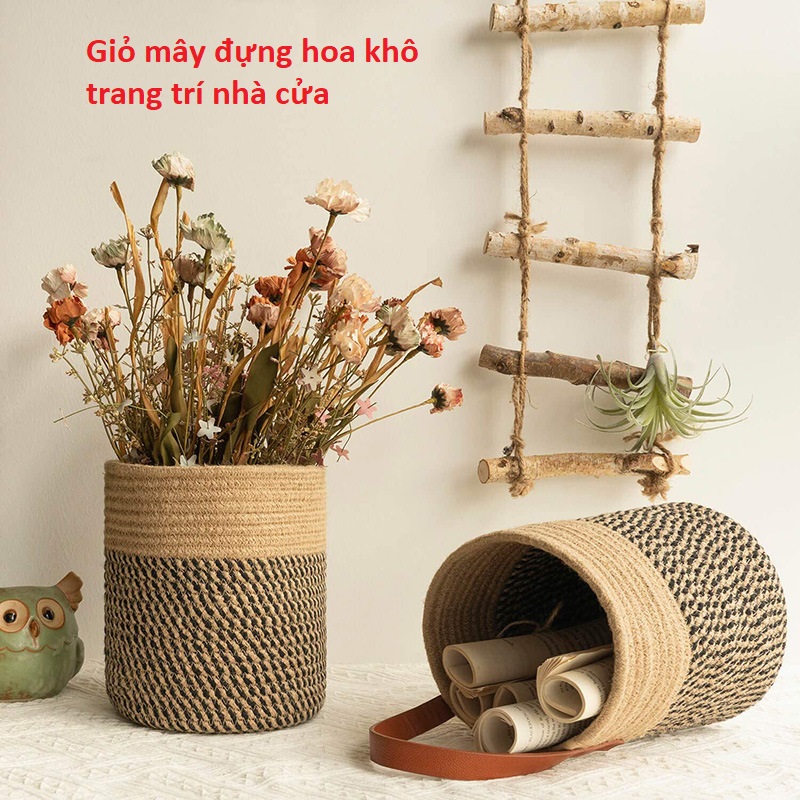 lọ mây, lọ cắm hoa khô, decor trang trí nhà cửa, phong cách cổ điển, vintage