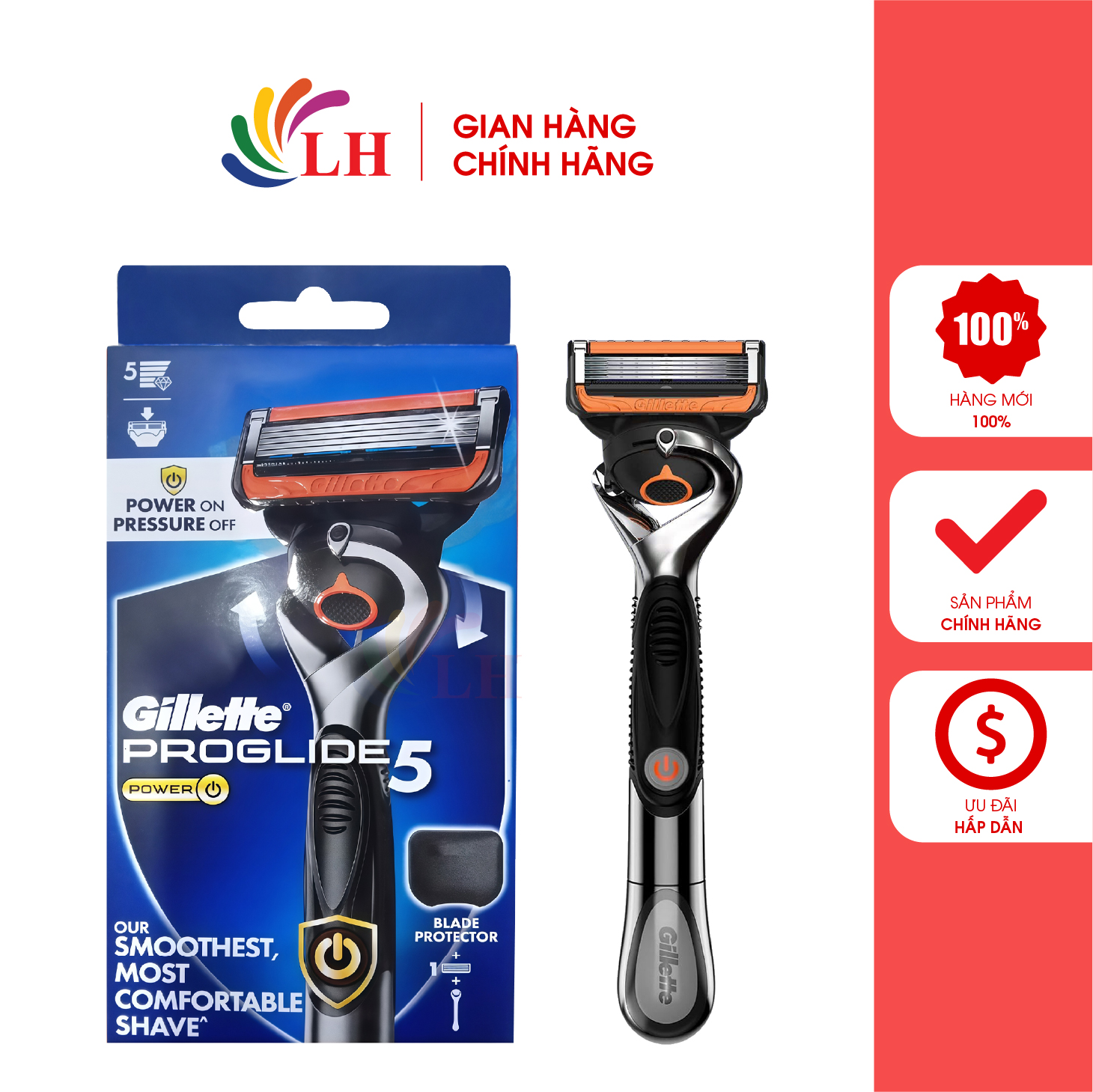Dao cạo râu dùng pin 5 lưỡi kép Gillette Proglide 5 Power (1 cây) - Hàng chính hãng