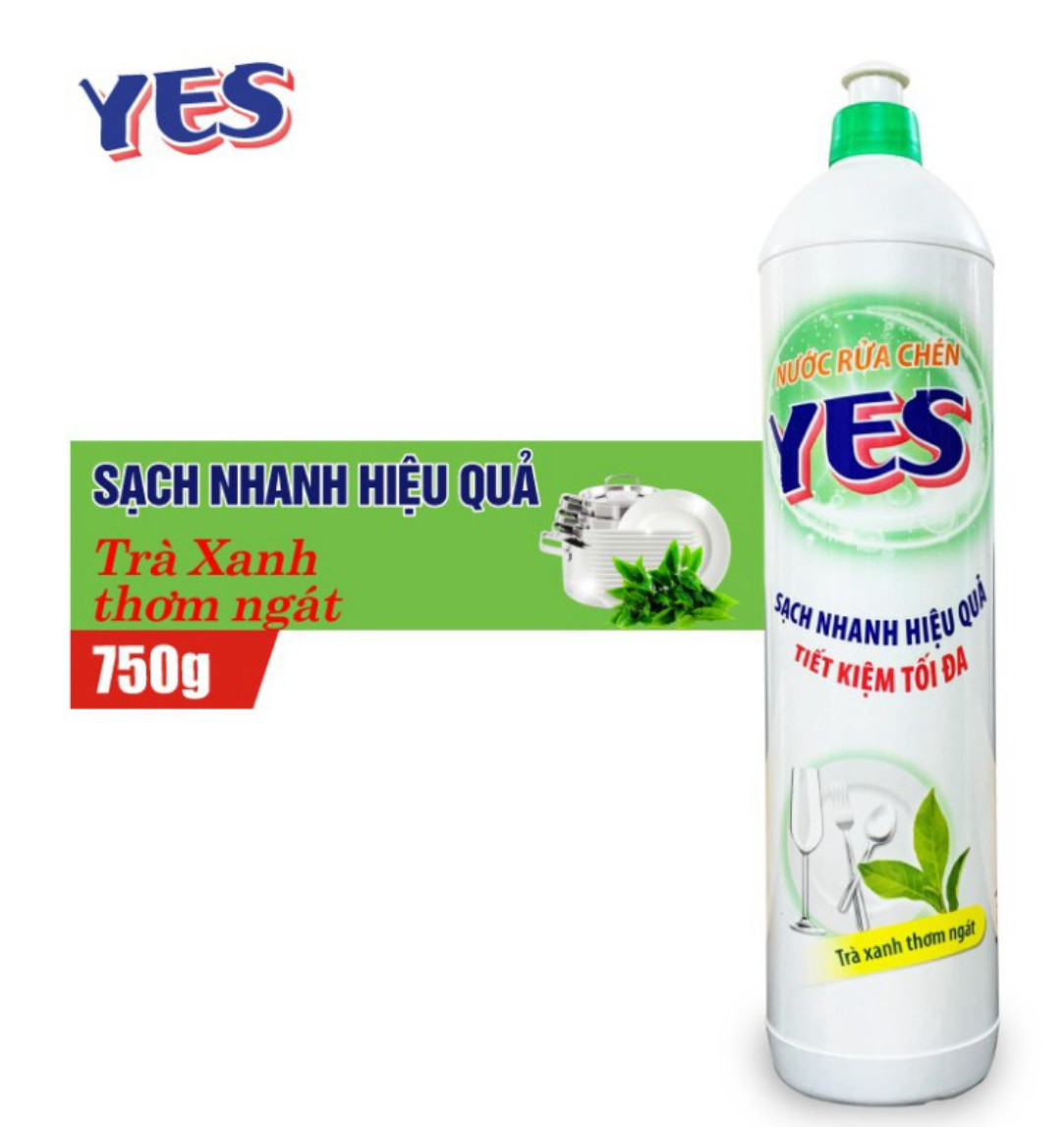 Nước rửa chén yes 750g siêu sạch trà xanh