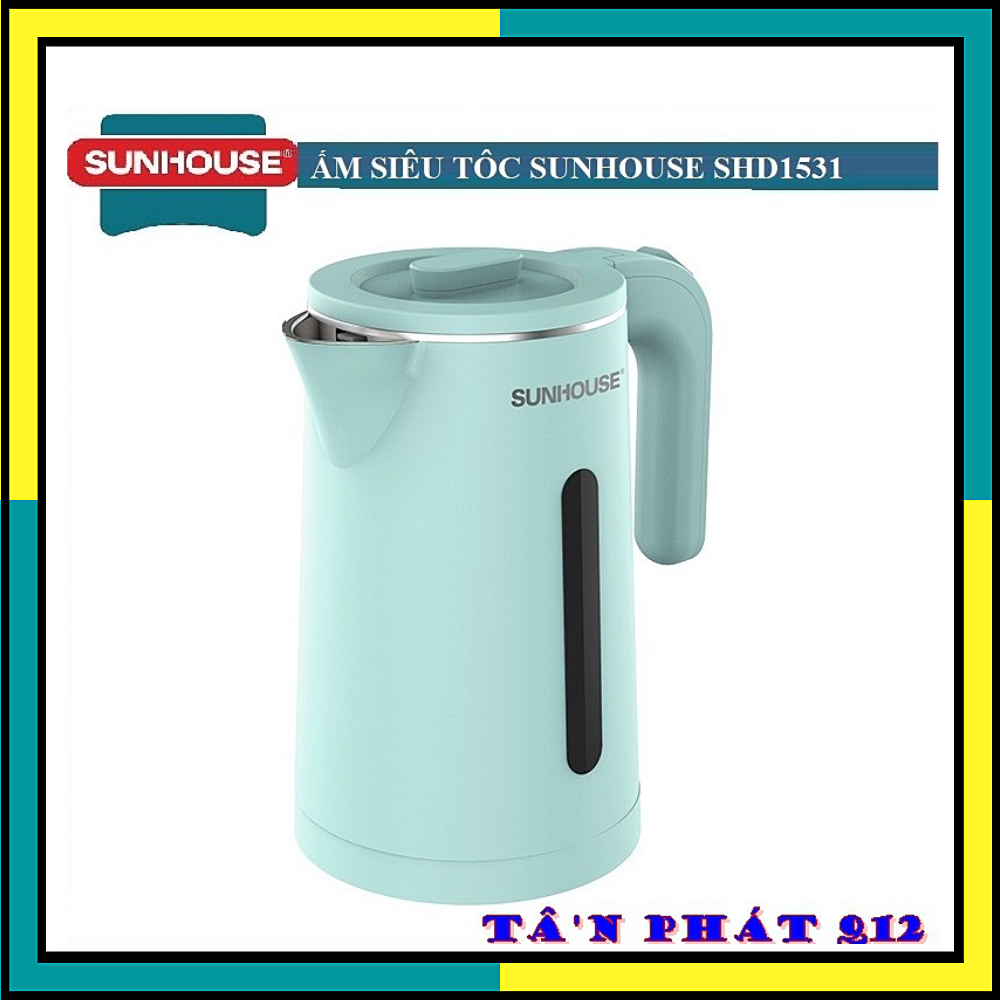 [ BH TOÀN QUỐC ] Ấm Siêu Tốc Inox 2 Lớp SUNHOUSE SHD1351 Dung Tích1.8L, Công Suất 1500W, Thân Ấm Inox 304, Đế Tiếp Điện Xoay 360 Độ, Tự Động Ngắt, Bình đun siêu tốc , Hàng Chính Hãng