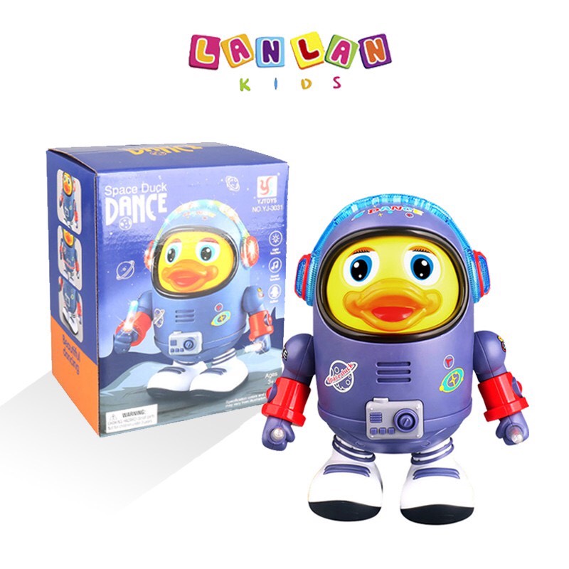 Robot vịt không gian phi hành gia nhảy múa vui nhộn theo nhạc kèm pin LANLAN KIDS đồ chơi Space Duck Dance