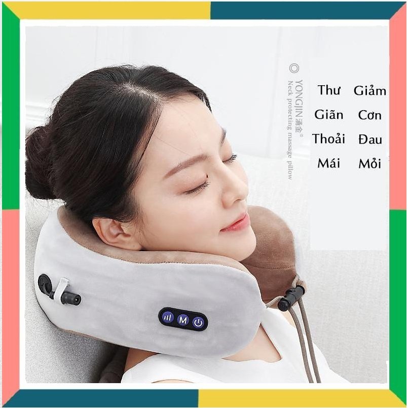 [HCM]Gối Massage Vòng Cổ Chữ U 360 Đa Năng - Hỗ Trợ Mát Xa Vùng Cổ Vai Gáy - Gối Massage Cổ
