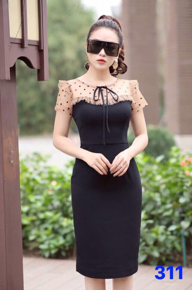 [HCM]ĐẦM BODY TAY CON PHỐI LƯỚI CHẤM BI SIÊU XINH TH
