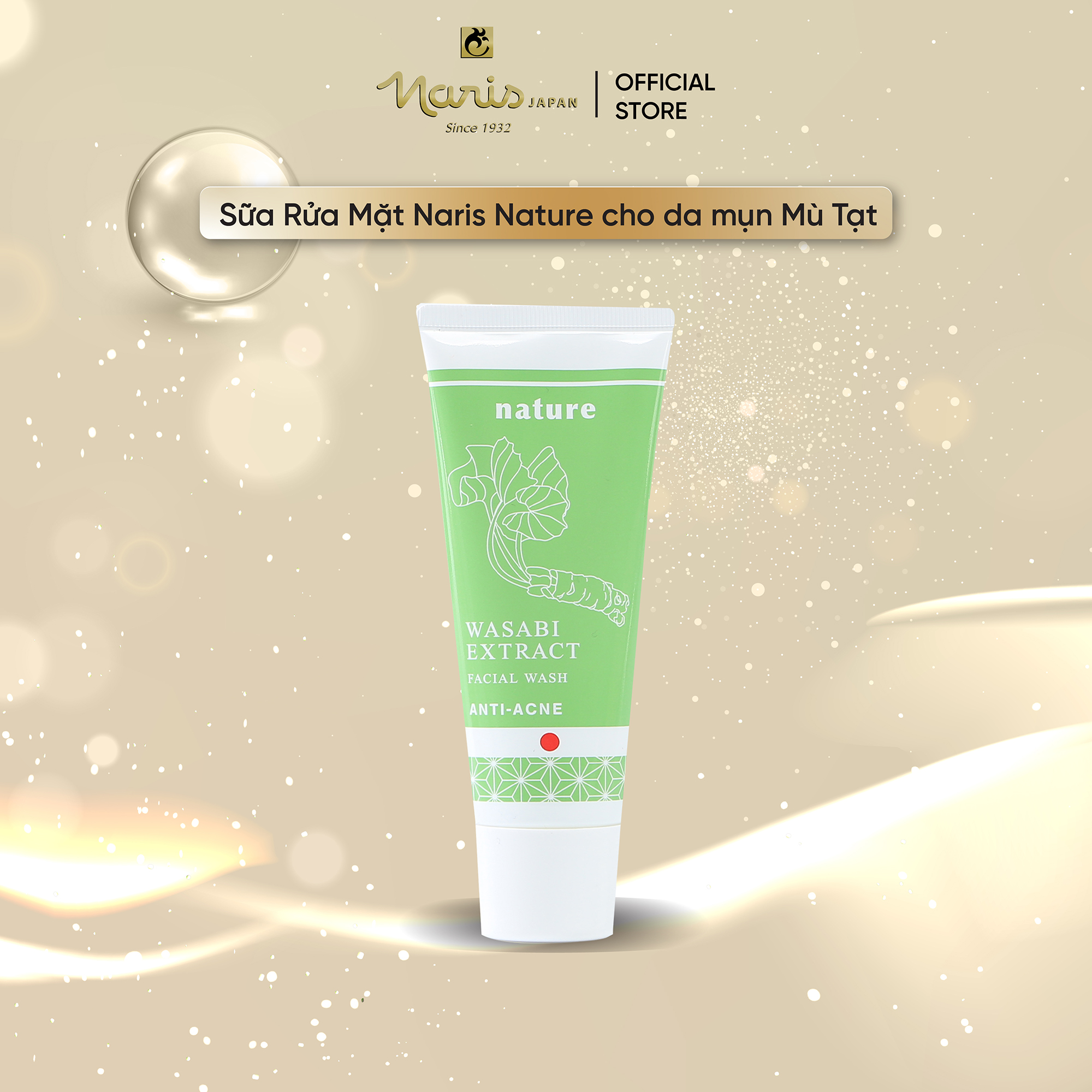 Sữa rửa mặt naris nature cho da mụn chiết xuất mù tạt wasabi 100g