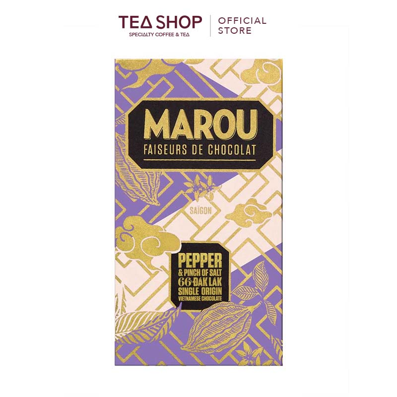 Marou: socola đăk lăk 66% vị muối tiêu - thanh 80g