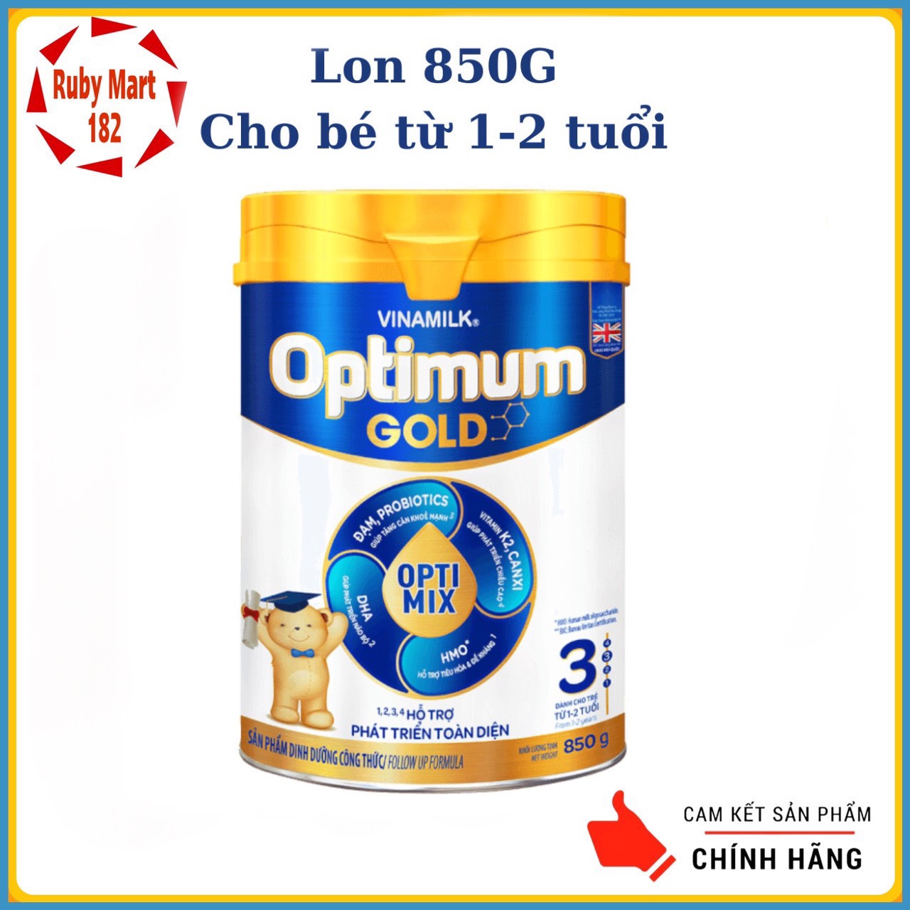 Sữa bột Vinamilk Optimum Gold 3 lon 850g
