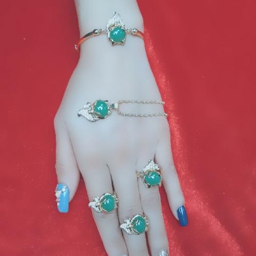 Bộ trang sức hồ ly màu xanh, trang sức nữ