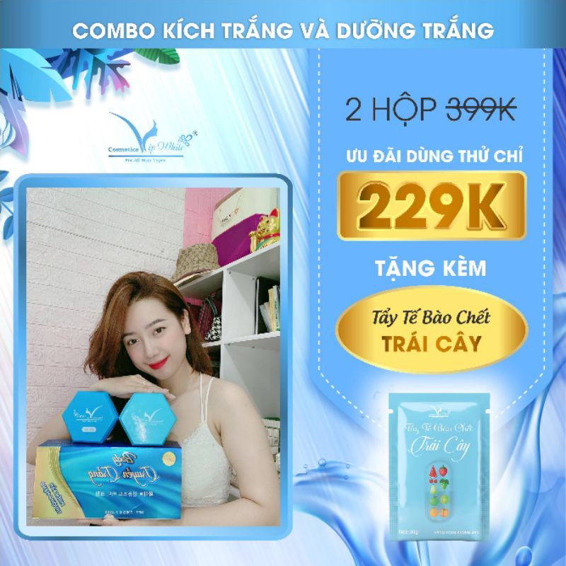 [ Tặng tẩy da trái cây ] COMBO Truyền trắng Hàn Quốc Vip White ( 2 hộp *200g ) / kem body trắng da Hàn Quốc vip white CHÍNH HÃNG