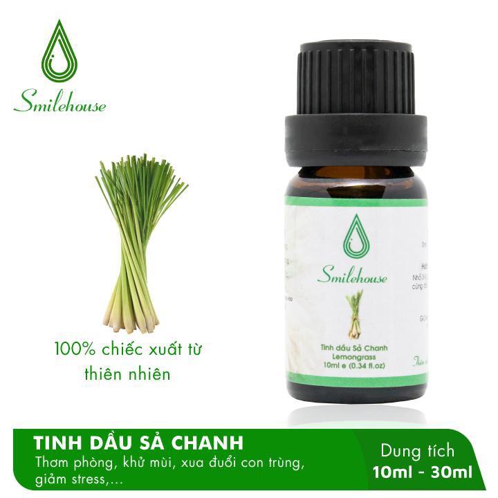 Tinh dầu thiên nhiên nguyên chất Sả Chanh Smilehouse, an toàn, giảm stress, chống say xe, khử được mùi ẩm mốc.