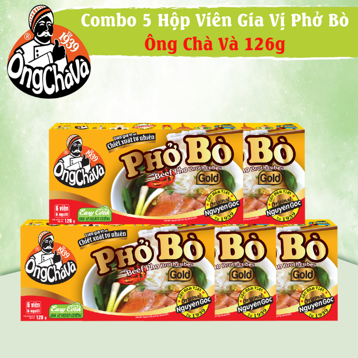 Combo 5 hộp viên gia vị phở bò ông chà và gold 126g
