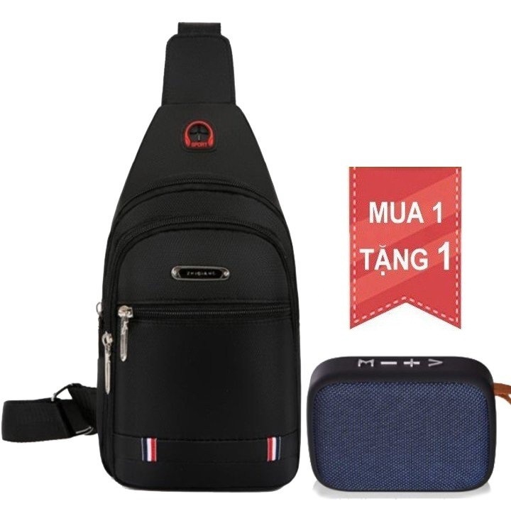 Túi đeo chéo nam vải canvas + quà tặng loa bluetooth mini cầm tay tc78-loa14