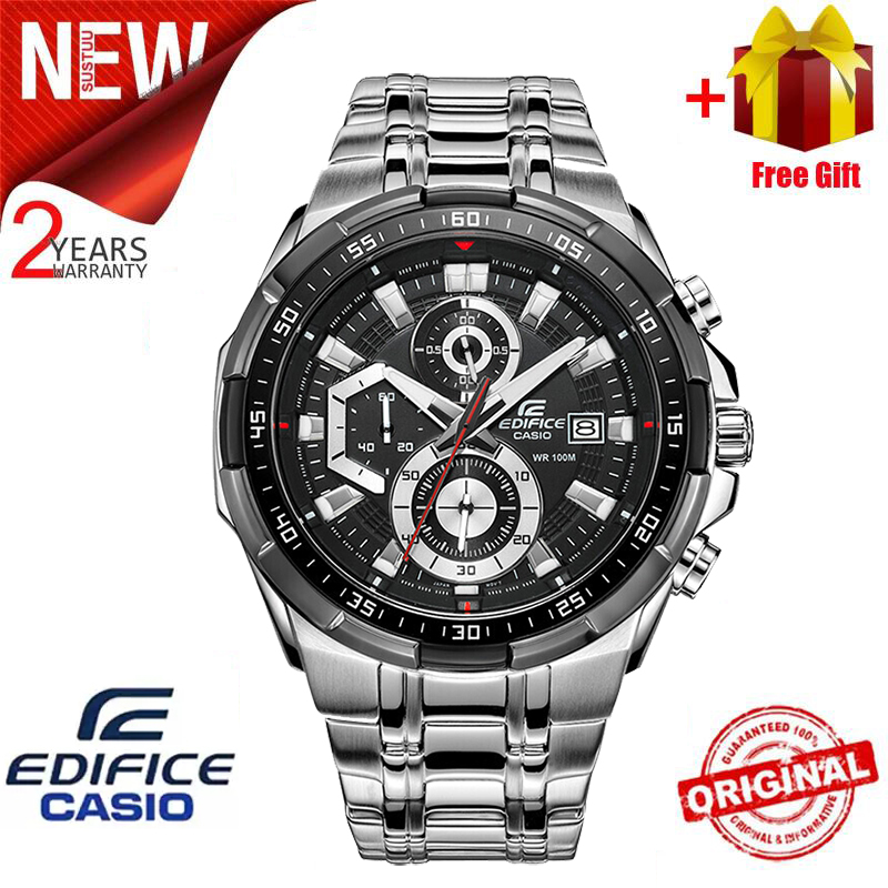 (Bảo hành chính thức 2 năm) Đồng hồ thời trang nam doanh nhân Edifice EFR539 ban đầu Chống nước 100M Chống va đập Chống thấm nước Toàn bộ lịch tự động bằng thép không gỉ Đồng hồ đeo tay nam thạch anh EFR539D-1A