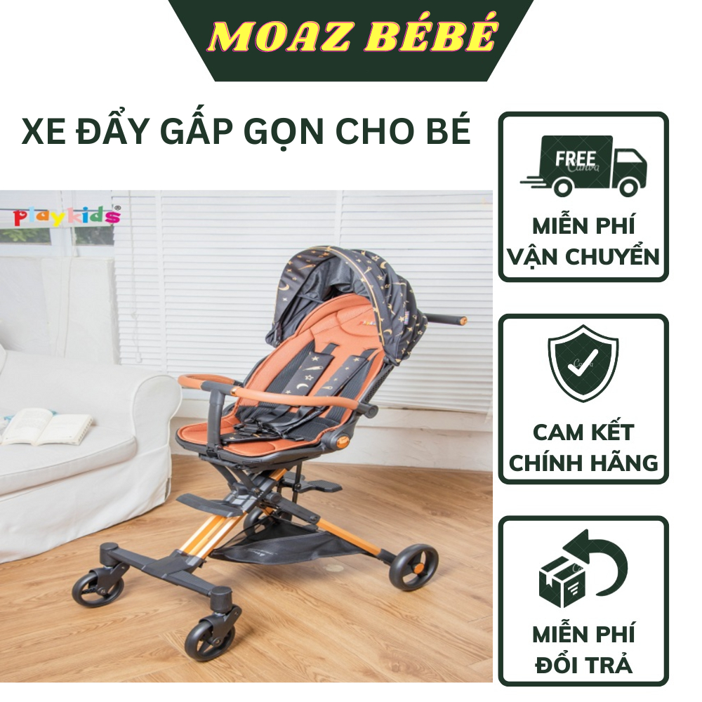 Xe đẩy gấp gọn cho bé moaz bébé playkids x6-3 hd, xe đẩy cho bé sơ sinh chính hãng