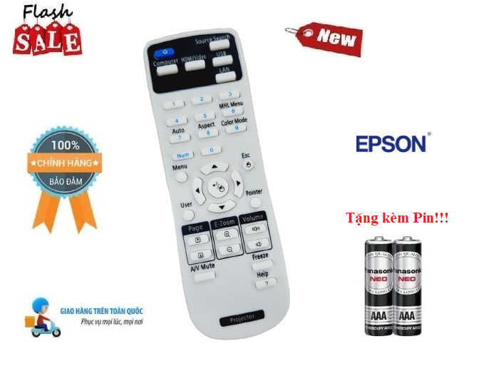 Remote Điều khiển máy chiếu Epson- Hàng chính hãng mới 100% Tặng kèm Pin