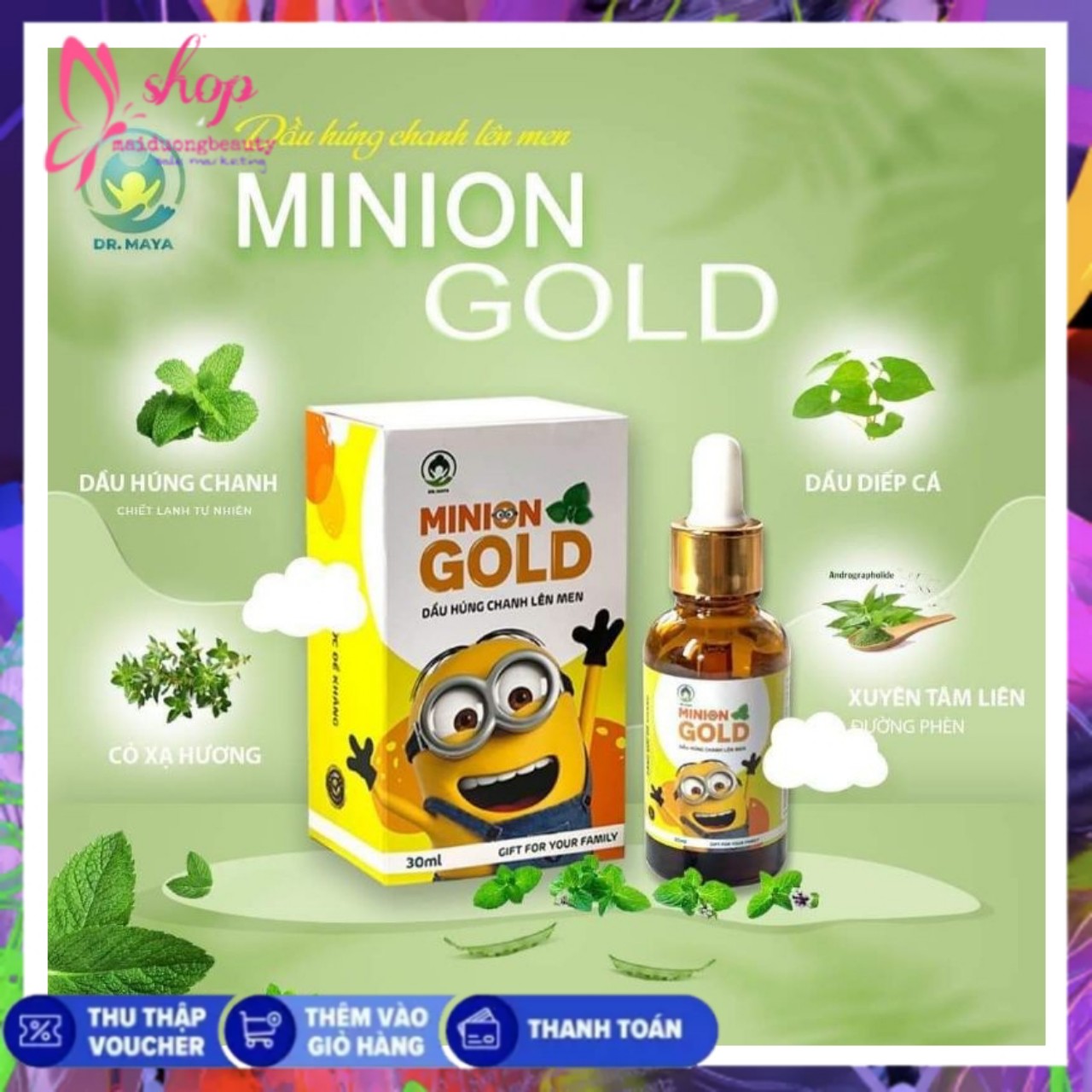Tinh dầu húng chanh Minion 30ml Dầu húng chanh Minion Tinh dầu húng chanh Minion