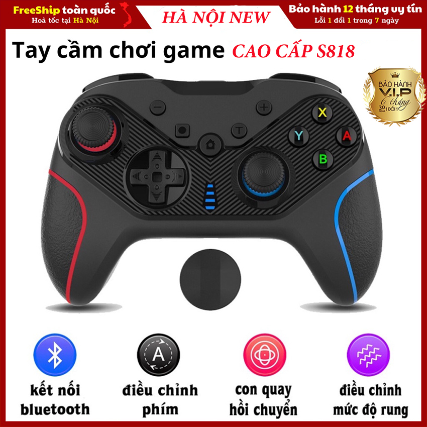 Tay cầm chơi game nitendo switch pro controller s818 - full tính năng wake up, nfc, turbo, rumble