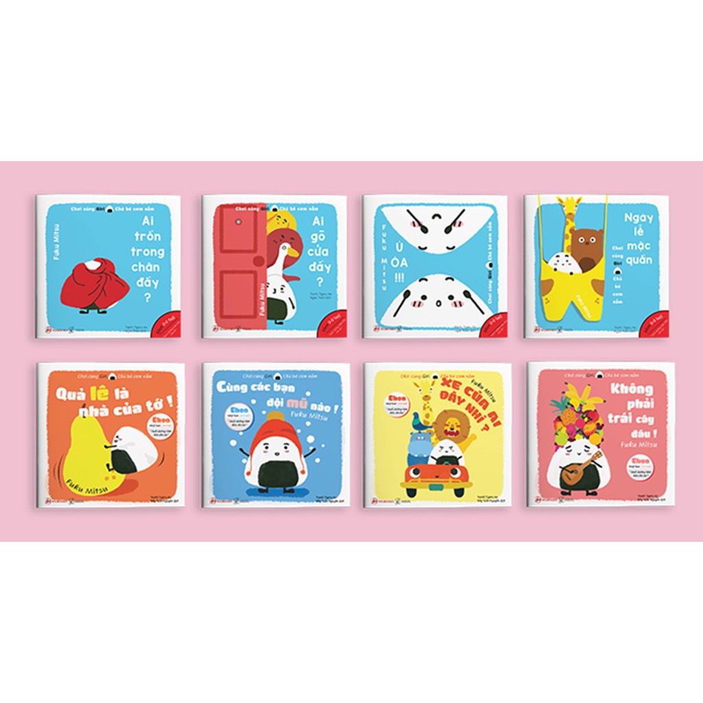 Sách ehon - combo 8 cuốn chơi cùng giri chú bé cơm nắm ehon nhật bản cho bé từ 0 - 6