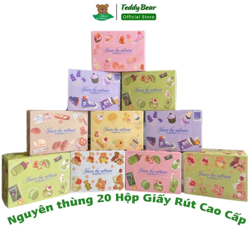 Thùng 20 Hộp Giấy Rút Lụa TEDDY BEAR mềm mịn dai